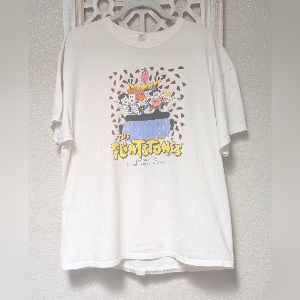 Vintage 1998 Flintstones Bedrock City Shirt Double Sided Mens Unisex XL Cartoon